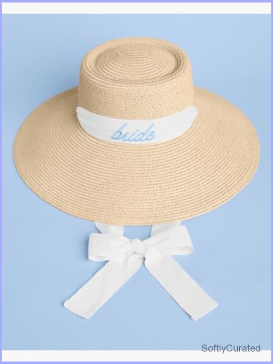 Embroidered Straw Sun Hat - Bachelorette Party Bridal Gift Beach Wedding main image 4